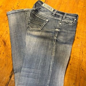 28x36 starched riding jeans. Worn 3 times